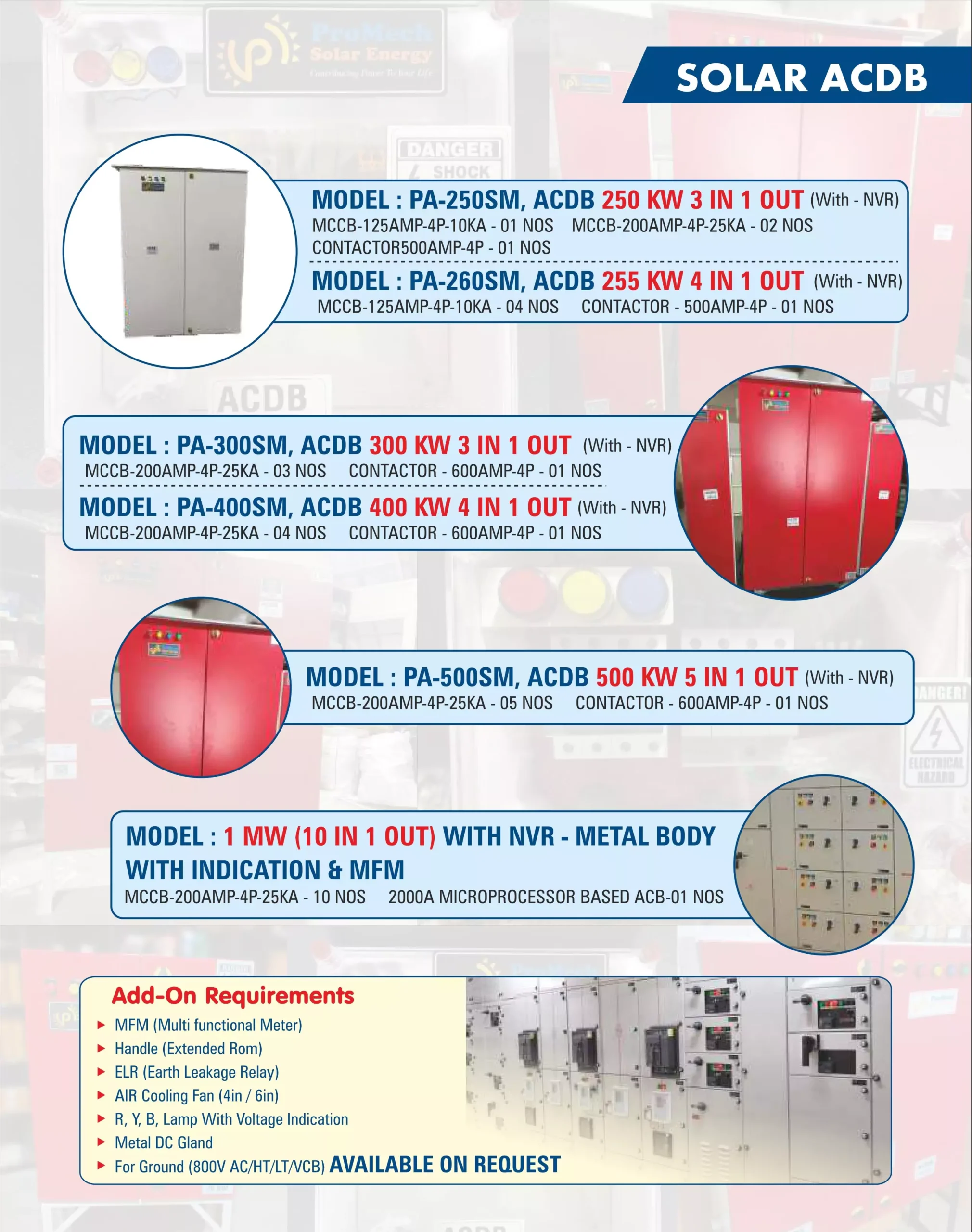 promech solar energy ACDB Alternating Current Distribution Box.